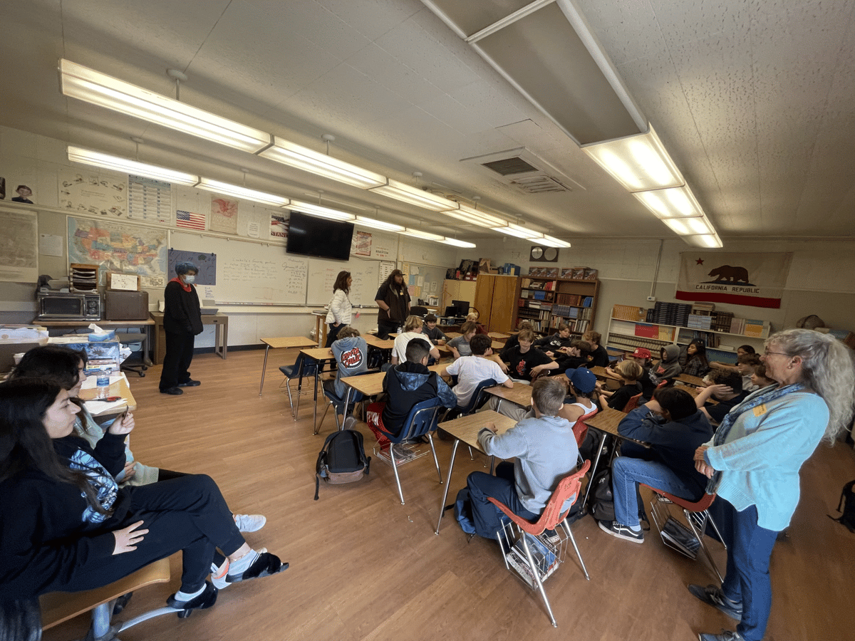 Junior youth gather around tables during a JYC activity